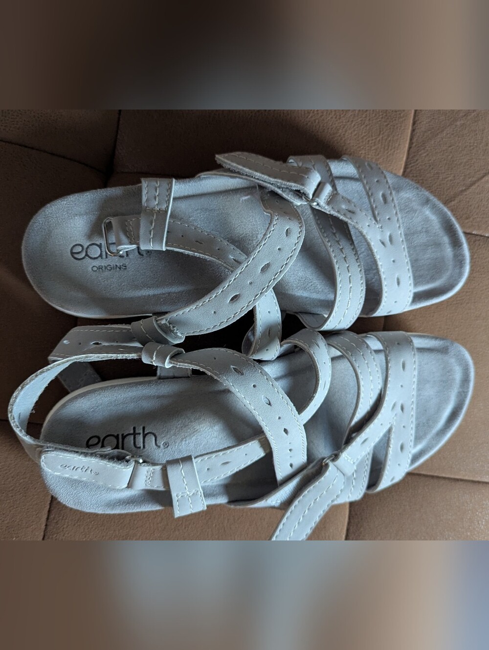 Earth Origins Light Gray Multi-Strap Comfort Sandals